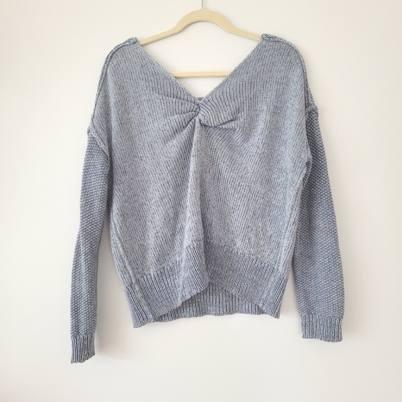 REBECCA MINKOFF Blue Long Sleeve Cute Back Knot Sweater - Picture 2 of 9